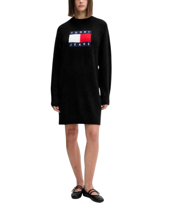 Γυναικείο Πλεκτό Φόρεμα Μαύρο Tommy Jeans DW0DW21462-HEV