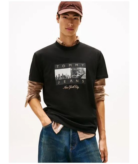 Ανδρικό T-shirt Μαύρο Tommy Jeans DM0DM22464-BDS