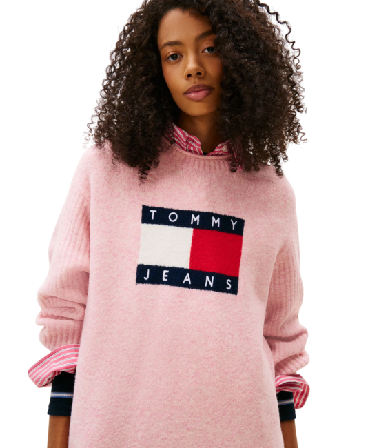 Γυναικείο Πλεκτό Φόρεμα Ροζ Tommy Jeans DW0DW21462-T08