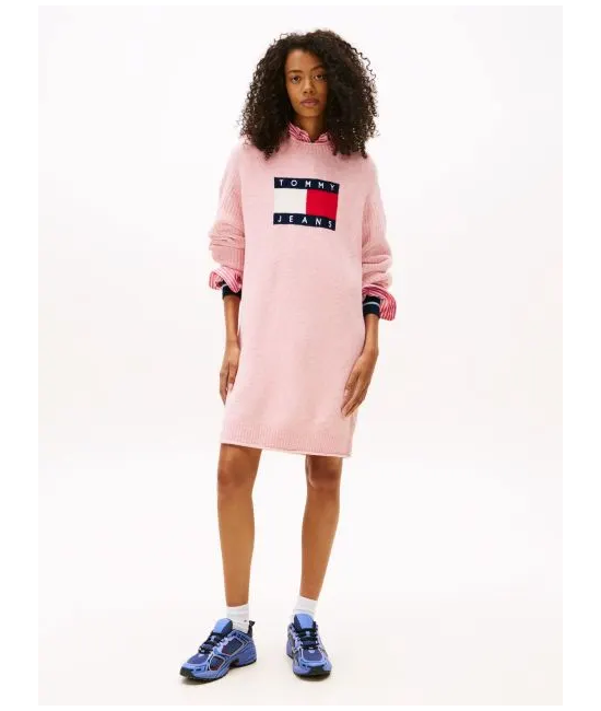 Γυναικείο Πλεκτό Φόρεμα Ροζ Tommy Jeans DW0DW21462-T08