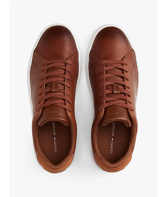 Ανδρικά Δερμάτινα Sneakers Καφέ Tommy Hilfiger FM0FM05729-GVI