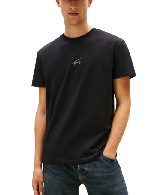 Ανδρικό Signature T-shirt Μαύρο Tommy Jeans DM0DM22138-BDS
