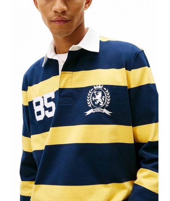 Ανδρικό Rugby Polo Ριγέ Κίτρινο  Tommy Jeans DM0DM22074-ZFQ