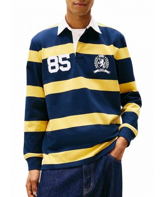 Ανδρικό Rugby Polo Ριγέ Κίτρινο  Tommy Jeans DM0DM22074-ZFQ