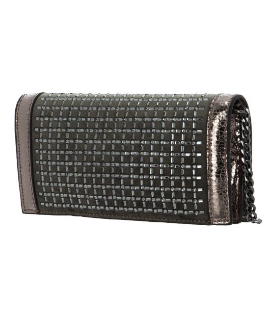 Γυναικείο Gilded Glamour Βραδινό Τσαντάκι Γκρι Guess HWCM8777710-PEWTER