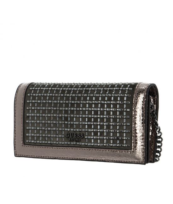 Γυναικείο Gilded Glamour Βραδινό Τσαντάκι Γκρι Guess HWCM8777710-PEWTER