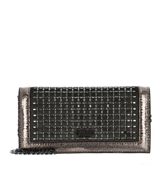Γυναικείο Gilded Glamour Βραδινό Τσαντάκι Γκρι Guess HWCM8777710-PEWTER