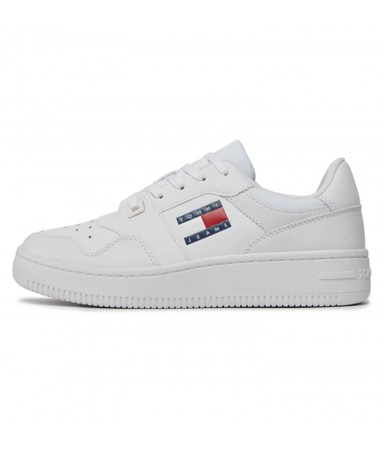 Γυναικεία Δερμάτινα Retro Basket Essential Sneakers Λευκά Tommy Jeans EN0EN02505-YBS
