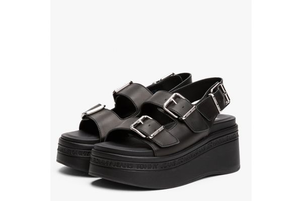 Γυναικεία Δερμάτινα Σανδάλια Μαύρα Tommy Jeans EN0EN02774-BDS