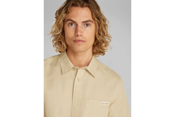 Ανδρικό Λινό Πουκάμισο Μπεζ Calvin Klein J30J327295-PF0