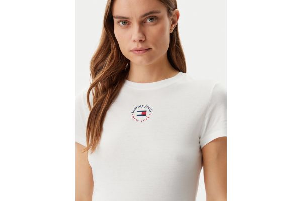 Γυναικείο Slim T-shirt Λευκό Tommy Jeans DW0DW20316-YBL