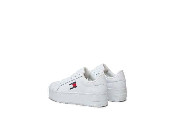 Γυναικεία Δερμάτινα Flatform Sneakers Λευκά Tommy Jeans EN0EN02932-YBS