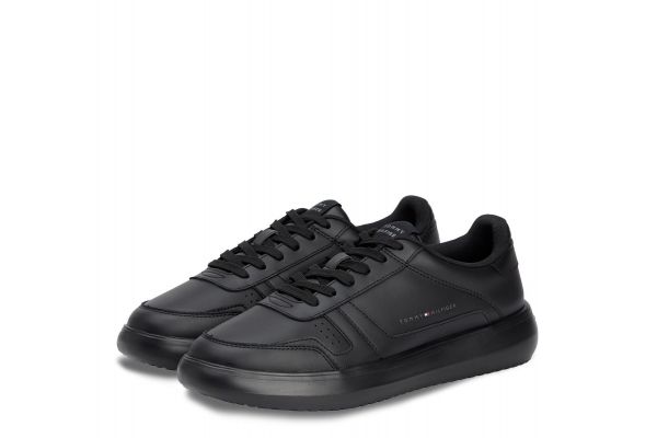 Ανδρικά Δερμάτινα Sneakers Μαύρα Tommy Hilfiger FM0FM05529-BDS