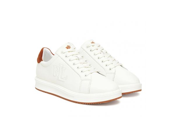 Γυναικεία Δερμάτινα Ainsley Sneakers Λευκά Ralph Lauren 802979188001-WHITE