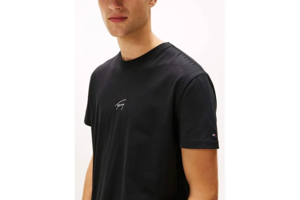 Ανδρικό Signature T-shirt Μαύρο Tommy Jeans DM0DM22138-BDS