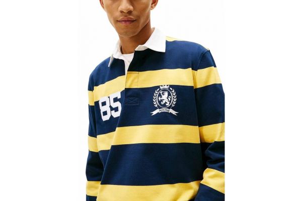 Ανδρικό Rugby Polo Ριγέ Κίτρινο  Tommy Jeans DM0DM22074-ZFQ