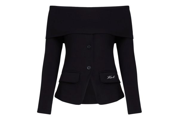Γυναικεία Off Shoulder Μπλούζα Μαύρη Karl Lagerfeld A4W20042-999 BLACK