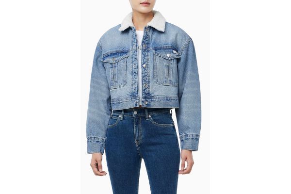 Γυναικείο Sherpa Τζιν Μπουφάν Γαλάζιο Calvin Klein LV047D736G-YYE