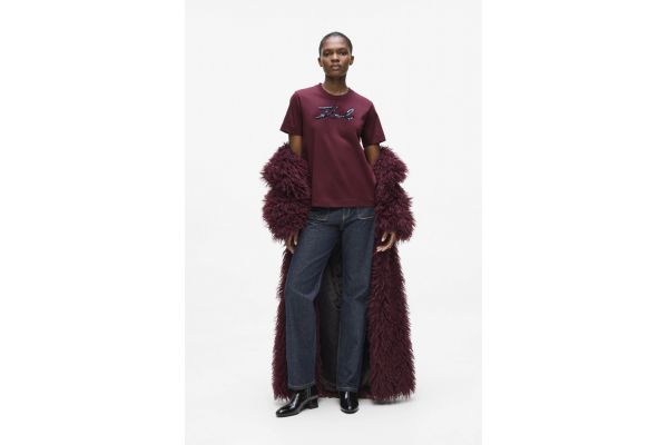 Γυναικείο Signature T-shirt Μπορντό Karl Lagerfeld A4W17052-548 BURGUNDY