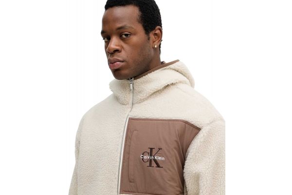 Ανδρική Sherpa Ζακέτα Μπεζ Calvin Klein LV04RD218G-67U