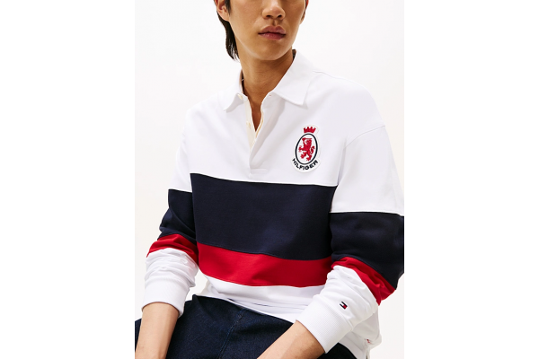 Ανδρική Crest Rugby Polo Μπλούζα Λευκή Tommy Hilfiger MW0MW40869-YBR