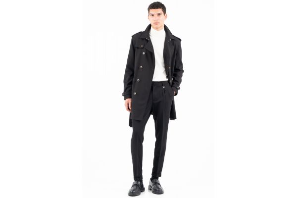 Ανδρική Καπαρντίνα Μαύρη Vittorio MOREL-BLACK