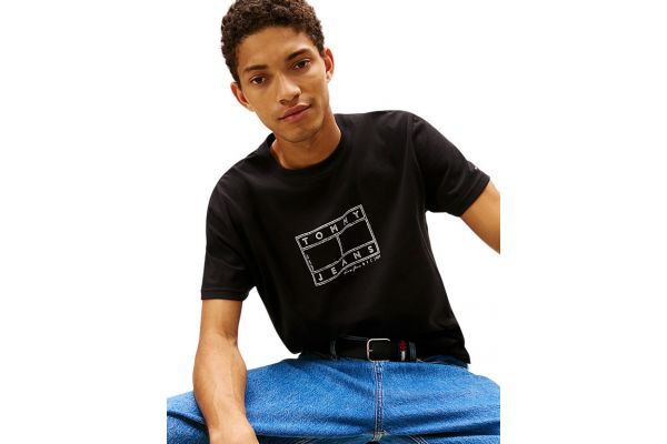 Ανδρικό T-shirt Μαύρο Tommy Jeans DM0DM22317-BDS