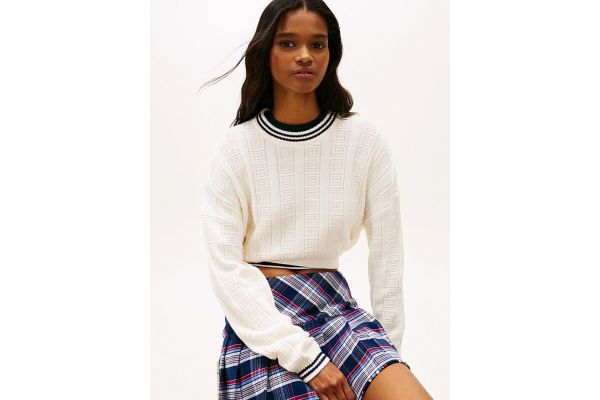 Γυναικείο Boxy Πουλόβερ Off White Tommy Jeans DW0DW22025-YBH