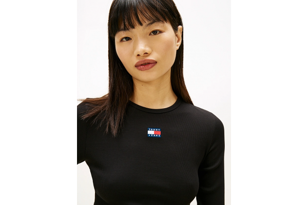 Γυναικείο Slim Μακρυμάνικο T-shirt Μαύρο Tommy Jeans DW0DW20178-BDS