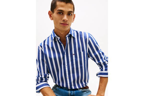 Ανδρικό Ριγέ Πουκάμισο Μπλε Tommy Hilfiger MW0MW41715-0A4