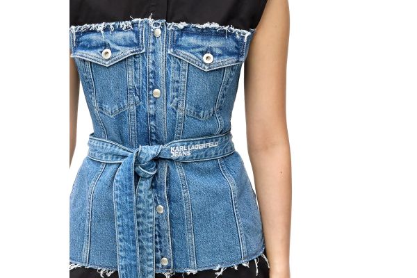 Γυναικείο Αμάνικο Φόρεμα Karl Lagerfeld Jeans B1W13035-1GK WASHED BLUE BLACK