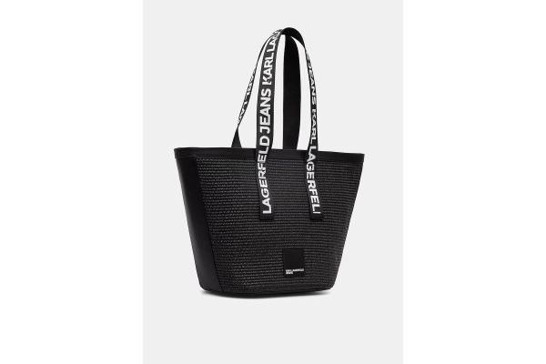 Γυναικεία Raffia Shopper Τσάντα Μαύρη Karl Lagerfeld Jeans B2W30113-999 BLACK