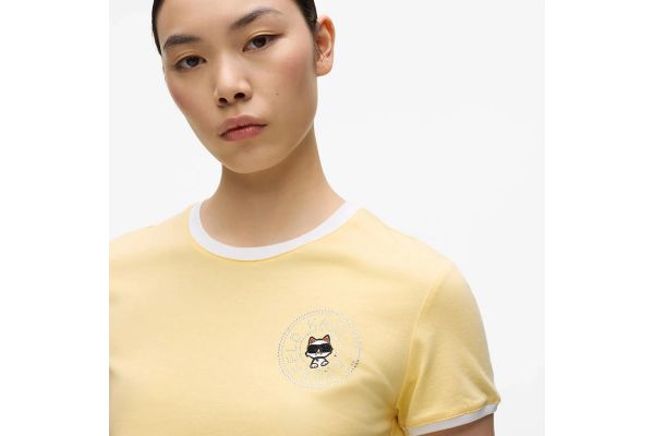 Γυναικείο Ikon Small Circle T-shirt Κίτρινο Karl Lagerfeld B2W17026-1LD SUNLIGHT