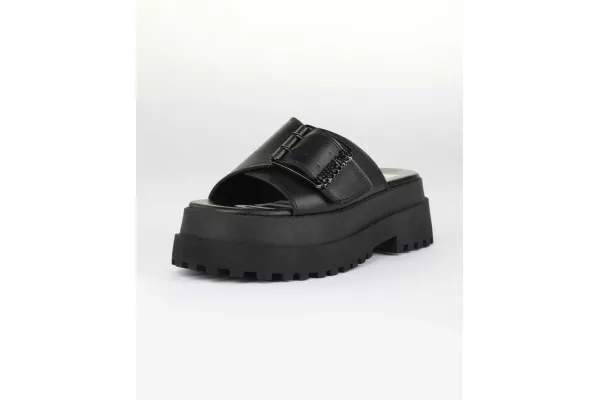 Γυναικείες Pluto Slide Buckle Παντόφλες Μαύρες Buffalo BUF1602333-BLACK