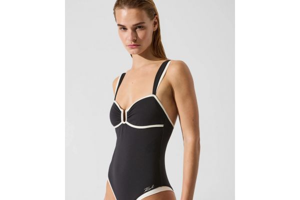 Γυναικείο Signature Ολόσωμο Μαγιό Μαύρο Karl Lagerfeld B2W46026-999 Black