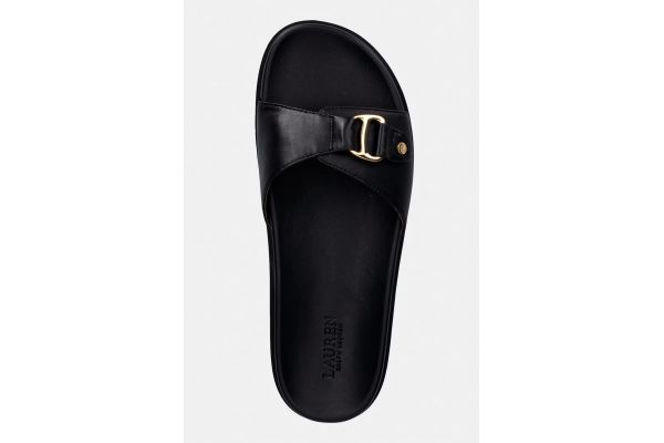Γυναικείες Δερμάτινες Tasha Παντόφλες Μαύρες Ralph Lauren 802982883002-BLACK