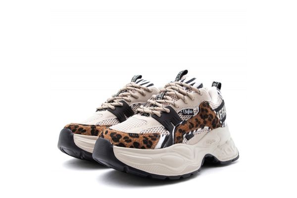 Γυναικεία Yuno Sneakers Μπεζ Buffalo BUF1636751-BEIGE ANIMAL MIX