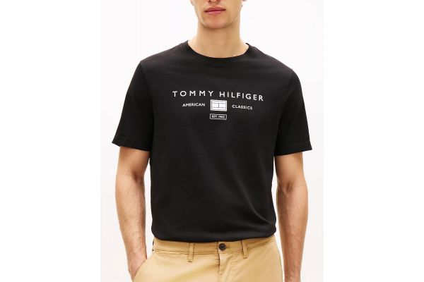 Ανδρικό T-shirt Μαύρο Tommy Hilfiger MW0MW42365-BDS