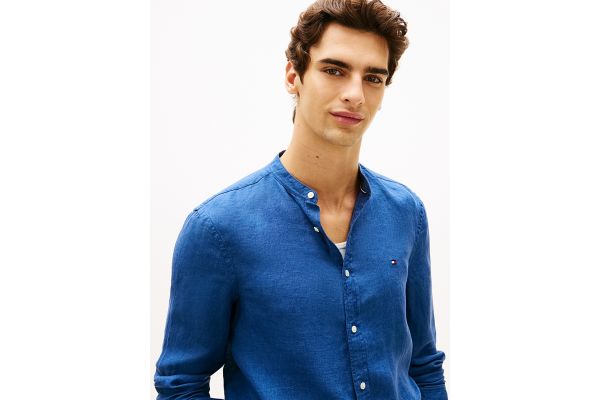 Ανδρικό Λινό Πουκάμισο Μπλε Tommy Hilfiger MW0MW39271-C3I