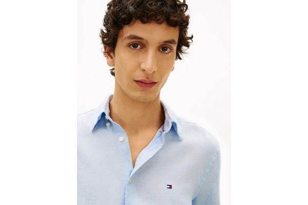 Ανδρικό Λινό Πουκάμισο Γαλάζιο Tommy Hilfiger MW0MW41530-C1O