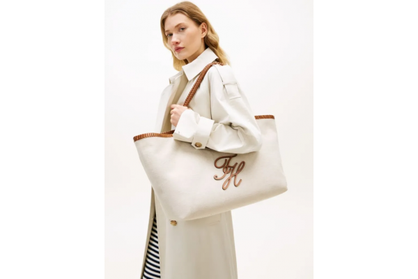 Γυναικεία Λινή Tote Τσάντα Μπεζ Tommy Hilfiger AW0AW18629-0F4
