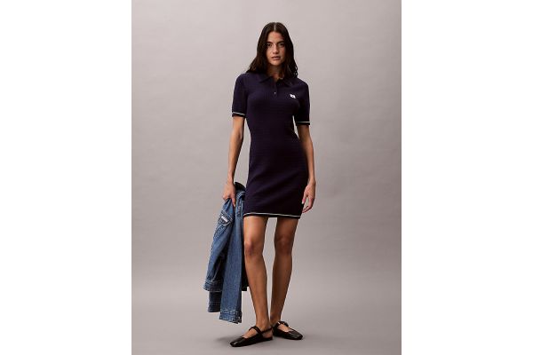 Γυναικείο Κοντομάνικο Polo Φόρεμα Navy Μπλε Calvin Klein LV047F323G-9EI