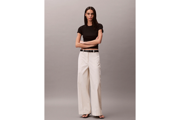 Γυναικείο Baggy Παντελόνι Εκρού Calvin Klein LV047F621G-YAS
