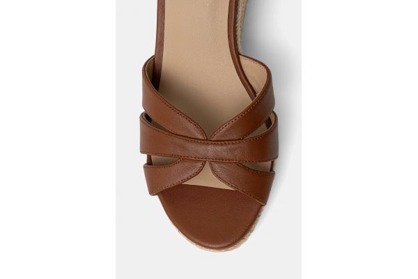 Γυναικείες Δερμάτινες Nellie Πλατφόρμες Καφέ Ralph Lauren 802P04433002-ΤΑΝ