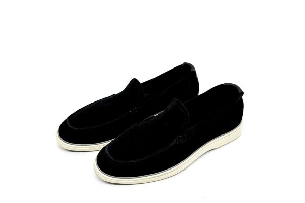 Ανδρικά Δερμάτινα Suede Χειροποίητα Loafers Μαύρα Diadoch 2542-BLACK