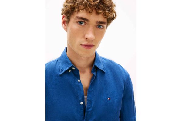 Ανδρικό Λινό Πουκάμισο Μπλε Tommy Hilfiger MW0MW41530-C3I