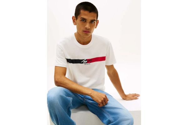 Ανδρικό T-shirt Λευκό Tommy Jeans DM0DM22539-YBL