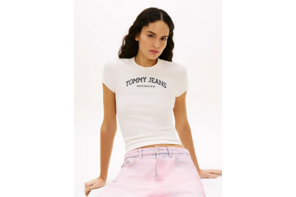 Γυναικείο Slim Varsity T-shirt Λευκό Tommy Jeans DW0DW22302-YBH