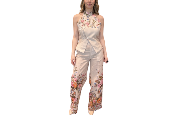 Γυναικείο Παντελόνι Κρεμ Floral Lumina LD5420-CREMA