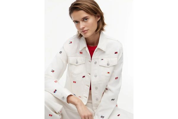 Γυναικείο Τζιν Μπουφάν Λευκό Tommy Jeans DW0DW22868-1D0